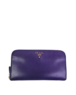 Prada Zipped Wallet, Leather, Purple, 165, 1